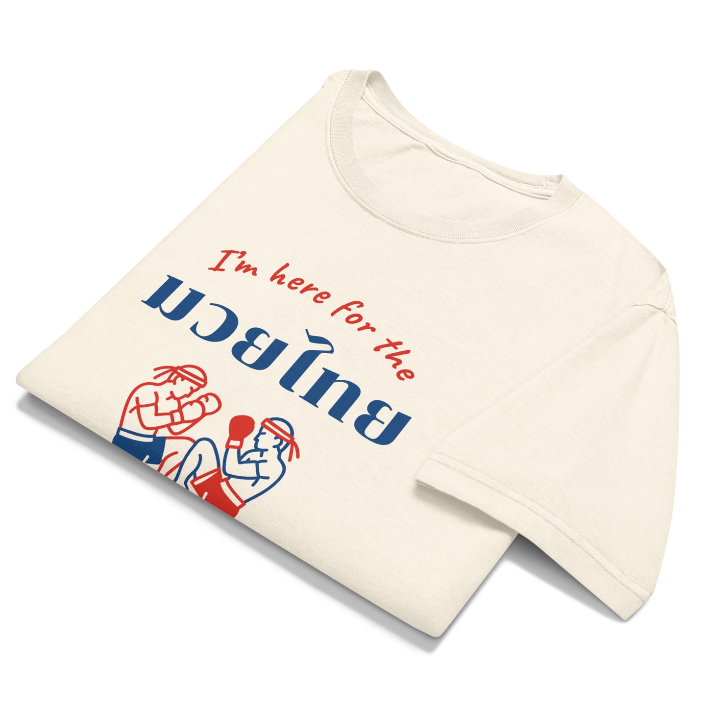 "I'm here for Muay Thai" Oversized Tshirt in Vintage White