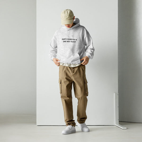 Unisex Hoodie with Empty Schedule & One Way Ticket Print