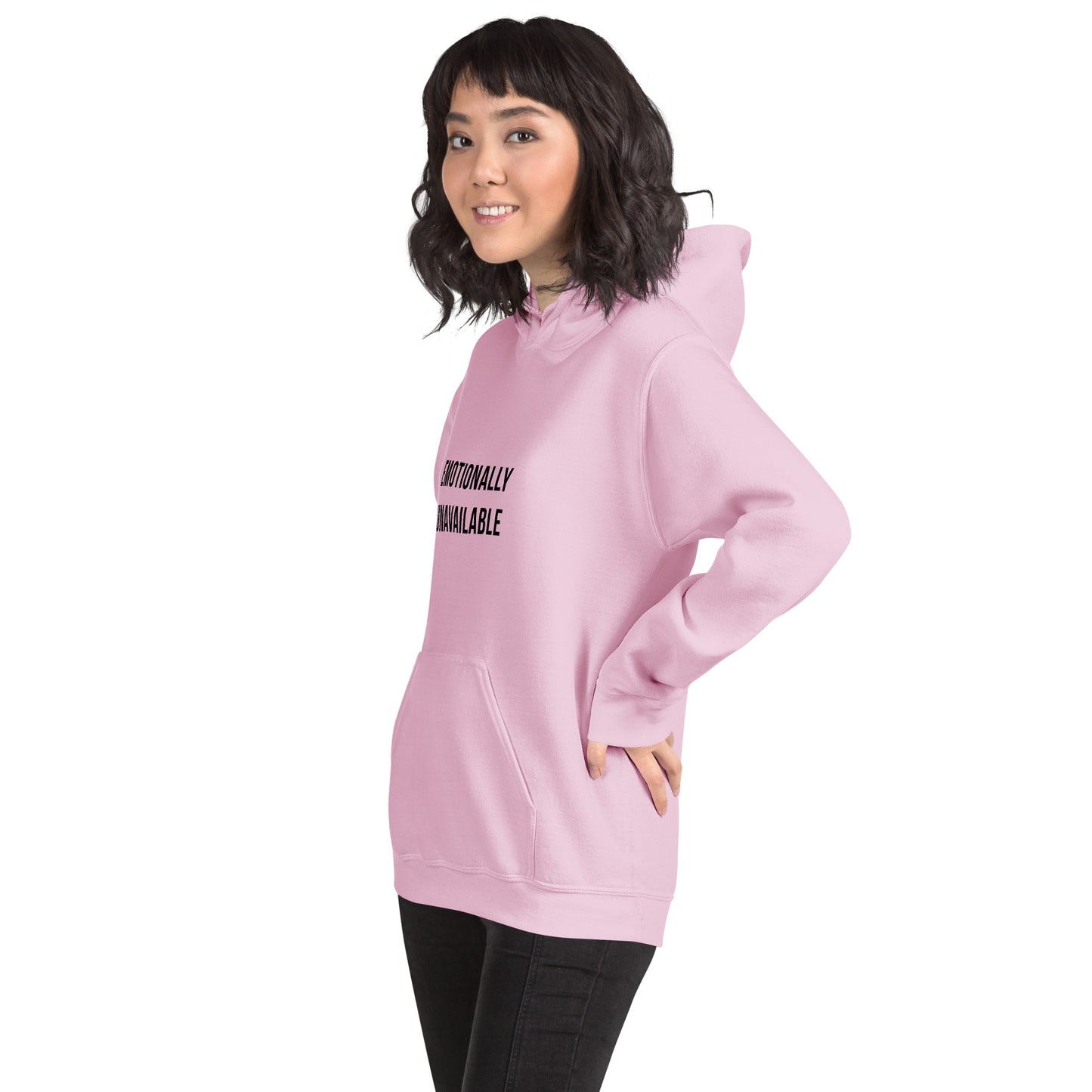 Unisex Hoodie with Emotionally Unavailable Print