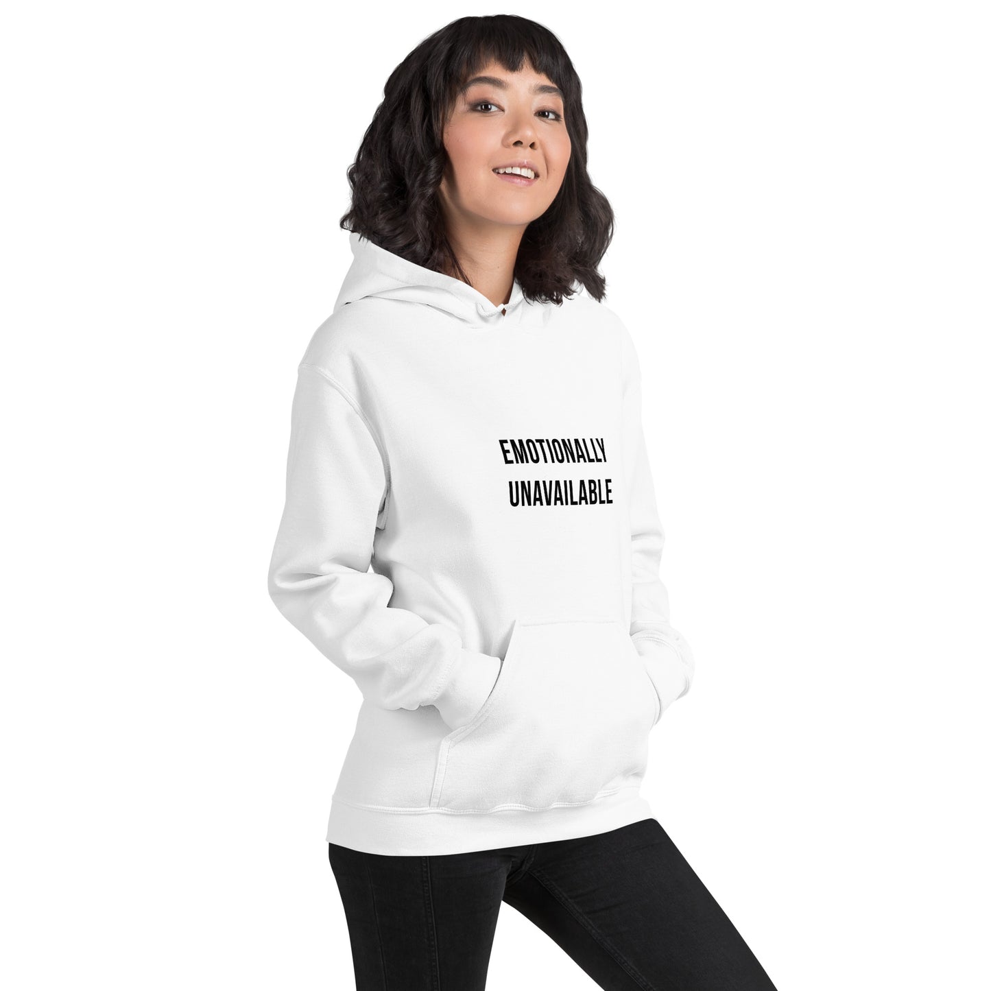 Unisex Hoodie with Emotionally Unavailable Print