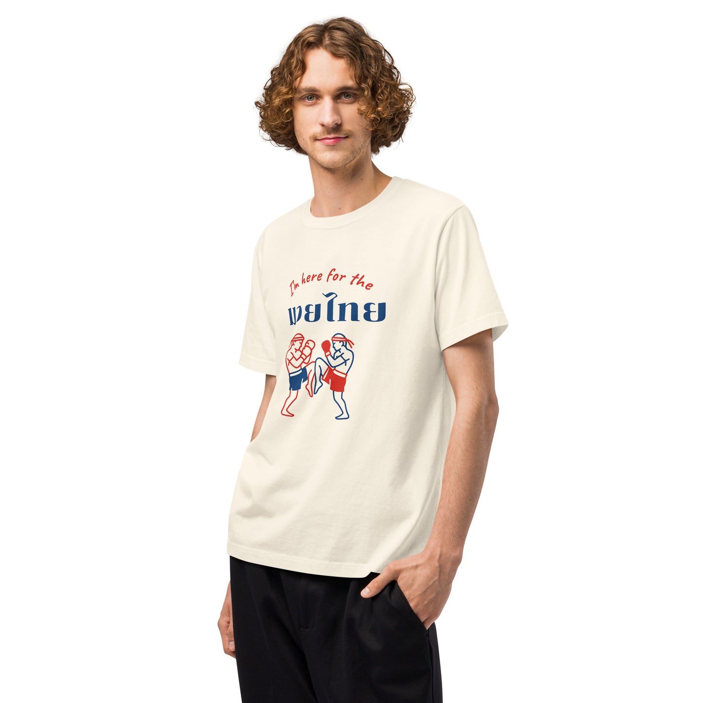 "I'm here for Muay Thai" Oversized Tshirt in Vintage White